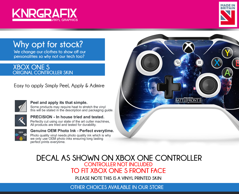 KNR6645 PREMIUM XBOX ONE S CONTROLLER STAR WARS BATTLEFRONT II 2 SKIN